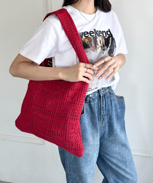 デザイン ニット トートバッグ | WR1255072 | レッド