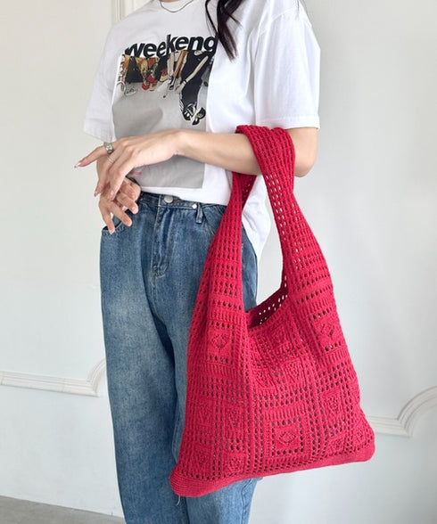デザイン ニット トートバッグ | WR1255072 | レッド