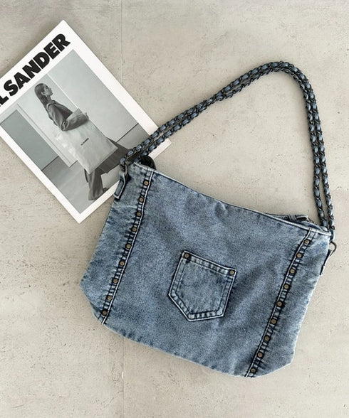 【A4収納可能】スタッズデニムトートバッグ | WR1255073 | ライトブルー