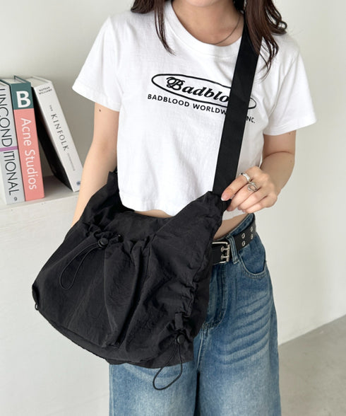 【A4サイズ対応】ポケット付きドロストショルダーバッグ | CL1255052 | ブラック