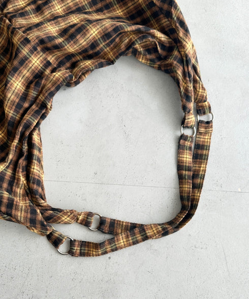 大容量チェックショルダーバッグ | BA1255048 | イエロー