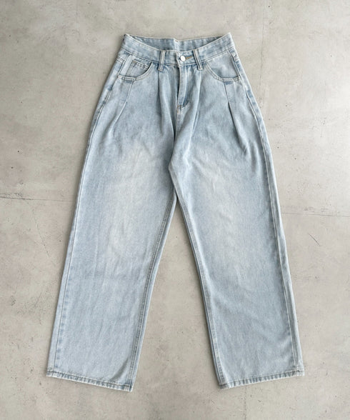 タックワイドカーブデニムパンツ | BA2255049 | ライトブルー