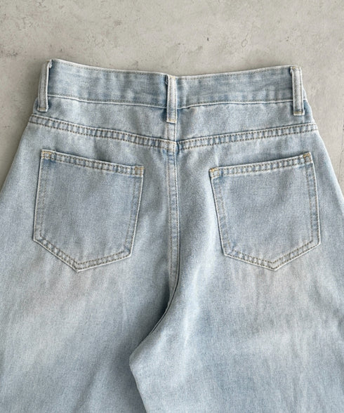 タックワイドカーブデニムパンツ | BA2255049 | ライトブルー