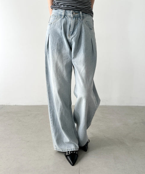 タックワイドカーブデニムパンツ | BA2255049 | ライトブルー