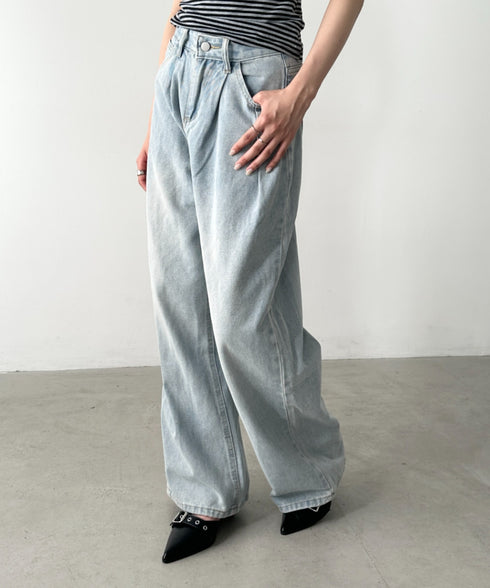 タックワイドカーブデニムパンツ | BA2255049 | ライトブルー