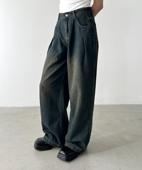 タックワイドカーブデニムパンツ | BA2255049 | ネイビー