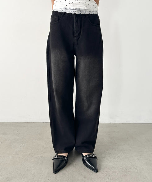 ルーズワイドデニムパンツ | BA2255051 | ブラック