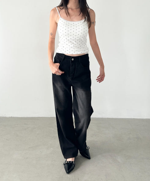 ルーズワイドデニムパンツ | BA2255051 | ブラック