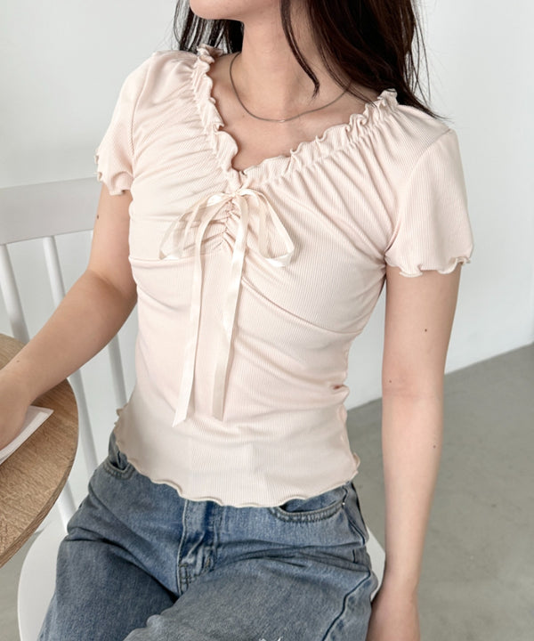 フロントリボンギャザーメロウトップス | CL2252033 | アイボリー