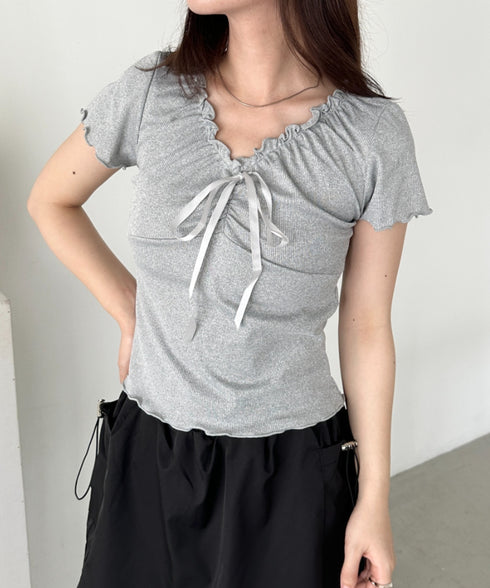 フロントリボンギャザーメロウトップス | CL2252033 | グレー