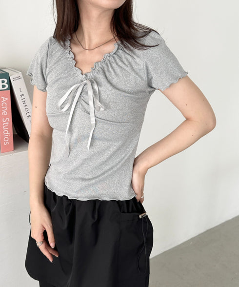 フロントリボンギャザーメロウトップス | CL2252033 | グレー