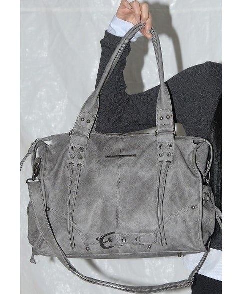 FANCY CLUB(ファンシークラブ)/大容量 2WAY ヴィンテージ ウォッシング ショルダー トートバッグ/BELTED WASHING LEATHER BAG | AT1252068 | グレー