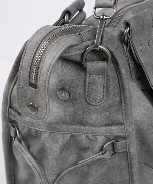 FANCY CLUB(ファンシークラブ)/大容量 2WAY ヴィンテージ ウォッシング ショルダー トートバッグ/BELTED WASHING LEATHER BAG | AT1252068 | グレー