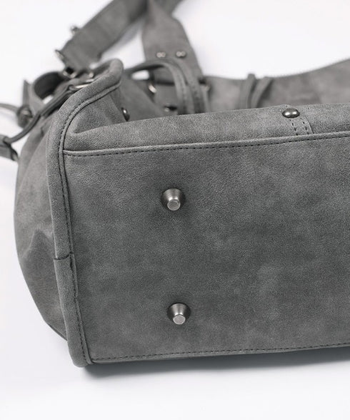 FANCY CLUB(ファンシークラブ)/大容量 2WAY ヴィンテージ ウォッシング ショルダー トートバッグ/BELTED WASHING LEATHER BAG | AT1252068 | グレー