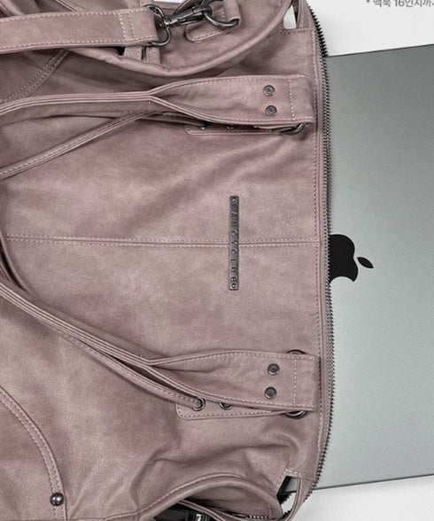 FANCY CLUB(ファンシークラブ)/大容量 2WAY ヴィンテージ ウォッシング ショルダー トートバッグ/BELTED WASHING LEATHER BAG | AT1252068 | ピンク