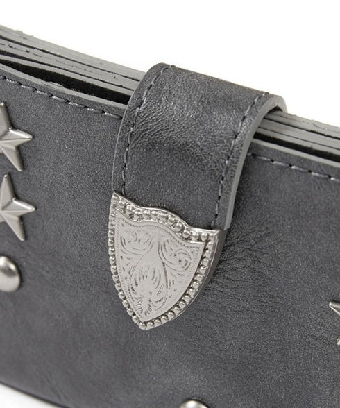 ILLIGO(イリゴ)/ミニ財布 ウェスタン アコーディオン カード ウォレット/WESTERN ACCORDION CARD WALLET | AT6252070 | チャコールグレー