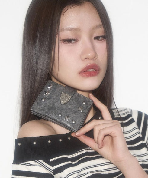 ILLIGO(イリゴ)/ミニ財布 ウェスタン アコーディオン カード ウォレット/WESTERN ACCORDION CARD WALLET | AT6252070 | チャコールグレー