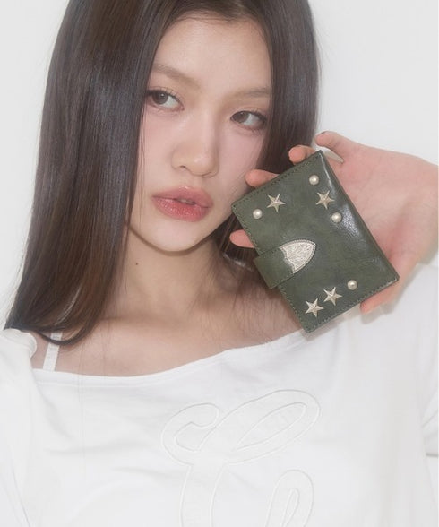 ILLIGO(イリゴ)/ミニ財布 ウェスタン アコーディオン カード ウォレット/WESTERN ACCORDION CARD WALLET | AT6252070 | カーキ