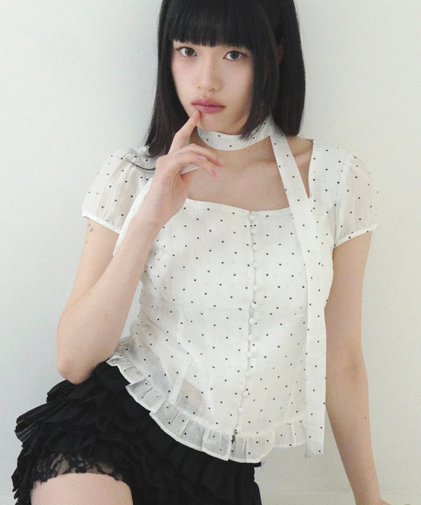 ILLIGO(イリゴ)/チョーカー付き リボン タイ スクエアネック ブラウス/RIBBON TIE SQUARE NECK BLOUSE | AT2252071 | ホワイト系その他