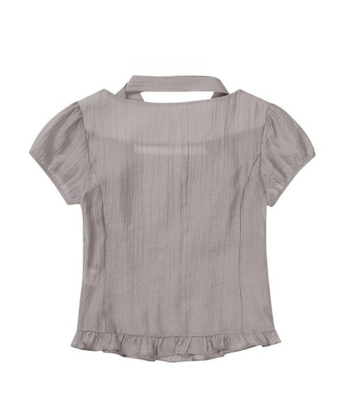 ILLIGO(イリゴ)/チョーカー付き リボン タイ スクエアネック ブラウス/RIBBON TIE SQUARE NECK BLOUSE | AT2252071 | グレー
