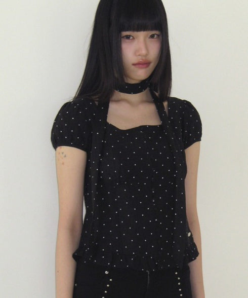 ILLIGO(イリゴ)/チョーカー付き リボン タイ スクエアネック ブラウス/RIBBON TIE SQUARE NECK BLOUSE | AT2252071 | ブラック系その他