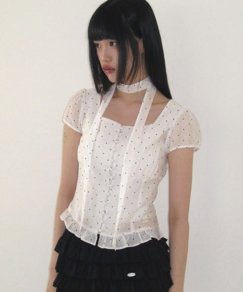ILLIGO(イリゴ)/チョーカー付き リボン タイ スクエアネック ブラウス/RIBBON TIE SQUARE NECK BLOUSE | AT2252071 | ホワイト系その他