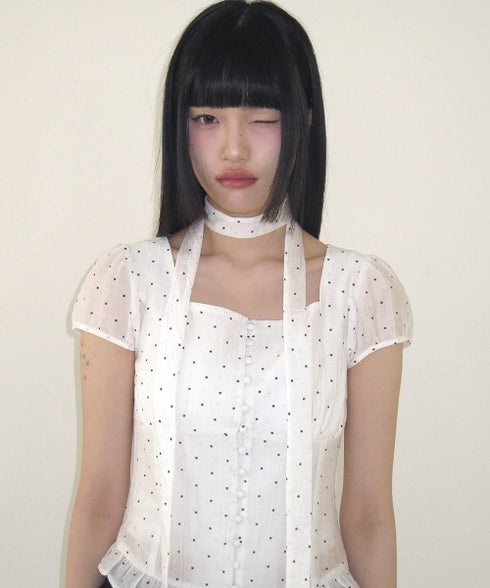 ILLIGO(イリゴ)/チョーカー付き リボン タイ スクエアネック ブラウス/RIBBON TIE SQUARE NECK BLOUSE | AT2252071 | ホワイト系その他