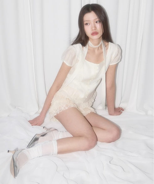 ILLIGO(イリゴ)/チョーカー付き リボン タイ スクエアネック ブラウス/RIBBON TIE SQUARE NECK BLOUSE | AT2252071 | クリーム