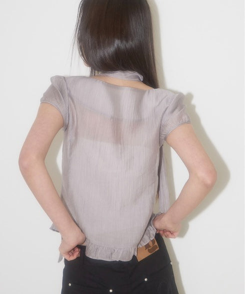 ILLIGO(イリゴ)/チョーカー付き リボン タイ スクエアネック ブラウス/RIBBON TIE SQUARE NECK BLOUSE | AT2252071 | グレー