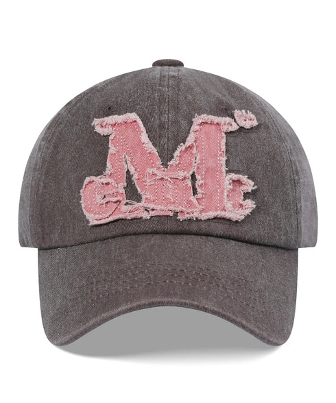 MUCENT(ムセント)/ヴィンテージ ウォッシング アップリケ ベースボール キャップ サイズ調整可能/VINTAGE WASHING APPLIQUE BALL CAP | AT5252074 | チョコ