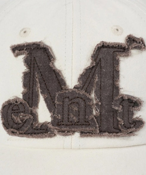 MUCENT(ムセント)/ヴィンテージ ウォッシング アップリケ ベースボール キャップ サイズ調整可能/VINTAGE WASHING APPLIQUE BALL CAP | AT5252074 | クリーム