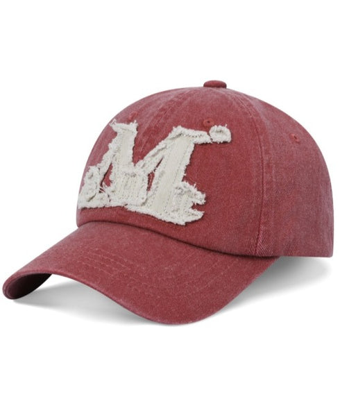 MUCENT(ムセント)/ヴィンテージ ウォッシング アップリケ ベースボール キャップ サイズ調整可能/VINTAGE WASHING APPLIQUE BALL CAP | AT5252074 | レッド