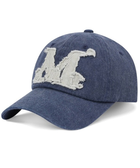 MUCENT(ムセント)/ヴィンテージ ウォッシング アップリケ ベースボール キャップ サイズ調整可能/VINTAGE WASHING APPLIQUE BALL CAP | AT5252074 | ブルー