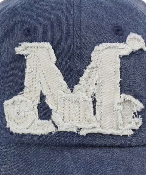 MUCENT(ムセント)/ヴィンテージ ウォッシング アップリケ ベースボール キャップ サイズ調整可能/VINTAGE WASHING APPLIQUE BALL CAP | AT5252074 | ブルー