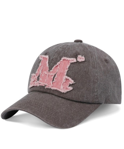 MUCENT(ムセント)/ヴィンテージ ウォッシング アップリケ ベースボール キャップ サイズ調整可能/VINTAGE WASHING APPLIQUE BALL CAP | AT5252074 | チョコ