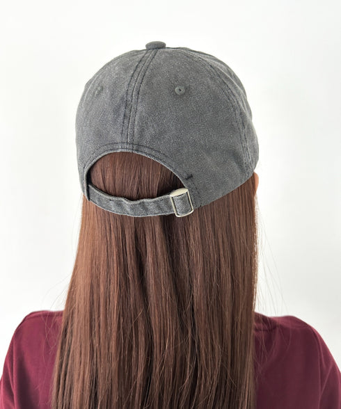 MUCENT(ムセント)/ヴィンテージ ウォッシング アップリケ ベースボール キャップ サイズ調整可能/VINTAGE WASHING APPLIQUE BALL CAP | AT5252074 | グレー