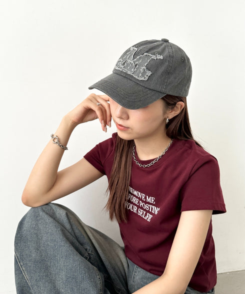 MUCENT(ムセント)/ヴィンテージ ウォッシング アップリケ ベースボール キャップ サイズ調整可能/VINTAGE WASHING APPLIQUE BALL CAP | AT5252074 | グレー