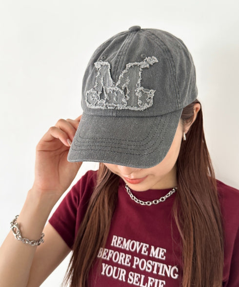 MUCENT(ムセント)/ヴィンテージ ウォッシング アップリケ ベースボール キャップ サイズ調整可能/VINTAGE WASHING APPLIQUE BALL CAP | AT5252074 | グレー