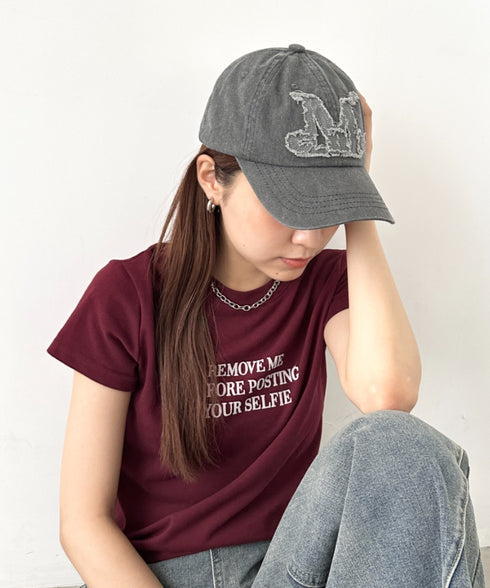 MUCENT(ムセント)/ヴィンテージ ウォッシング アップリケ ベースボール キャップ サイズ調整可能/VINTAGE WASHING APPLIQUE BALL CAP | AT5252074 | グレー