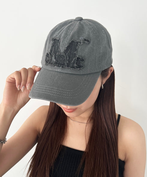 MUCENT(ムセント)/ヴィンテージ ウォッシング アップリケ ベースボール キャップ サイズ調整可能/VINTAGE WASHING APPLIQUE BALL CAP | AT5252074 | ブラック