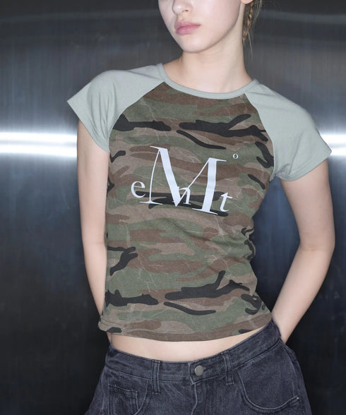 MUCENT(ムセント)/迷彩 カモフラ スリムフィット 半袖 Tシャツ/RUFFIN CAMO RAGLAN SLIM FIT HALF T | AT2252079 | ベージュ