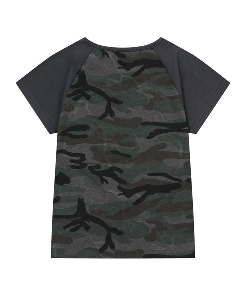 MUCENT(ムセント)/迷彩 カモフラ スリムフィット 半袖 Tシャツ/RUFFIN CAMO RAGLAN SLIM FIT HALF T | AT2252079 | チャコールグレー