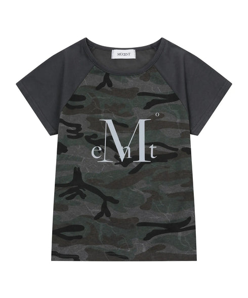 MUCENT(ムセント)/迷彩 カモフラ スリムフィット 半袖 Tシャツ/RUFFIN CAMO RAGLAN SLIM FIT HALF T | AT2252079 | チャコールグレー