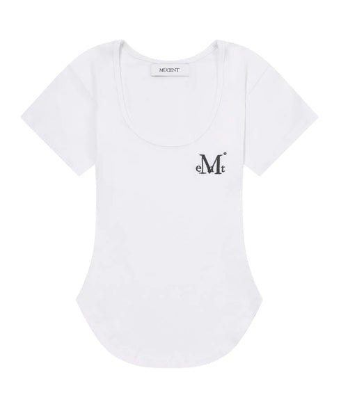 MUCENT(ムセント)/Uネック 裾ラウンド クロップド 半袖 Tシャツ/U-NECK CROP HALF T | AT2252080 | ホワイト