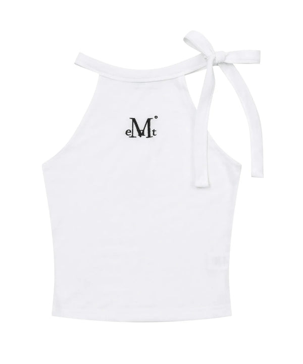 MUCENT(ムセント)/リボン クロップド ホルターネック タンクトップ/Bow-up Ribbon Crop Halter Sleeveless | AT2252081 | ホワイト