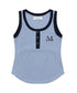 MUCENT(ムセント)/配色 ボタン リブ タンクトップ/COLOR-POP BUTTON CROP SLEEVELESS | AT2252082 | サックスブルー