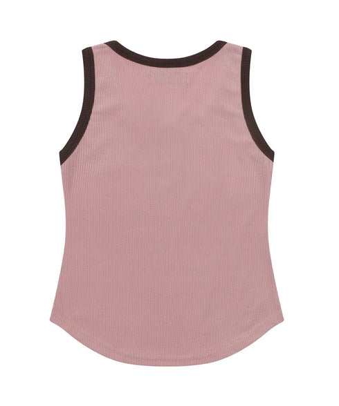 MUCENT(ムセント)/配色 ボタン リブ タンクトップ/COLOR-POP BUTTON CROP SLEEVELESS | AT2252082 | ピンク