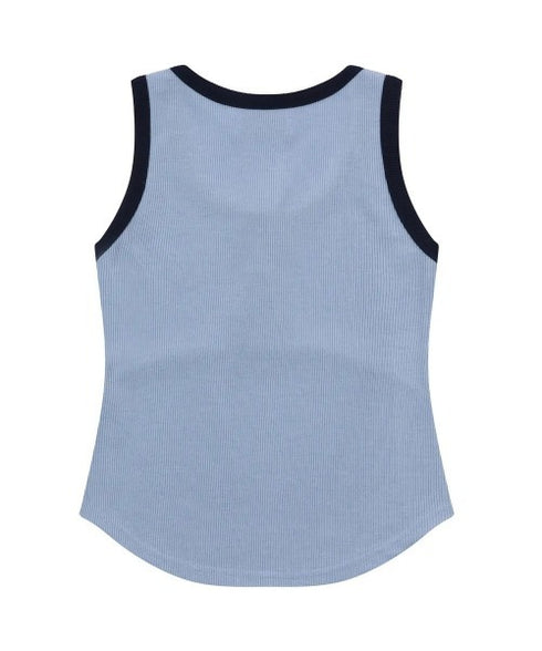 MUCENT(ムセント)/配色 ボタン リブ タンクトップ/COLOR-POP BUTTON CROP SLEEVELESS | AT2252082 | サックスブルー