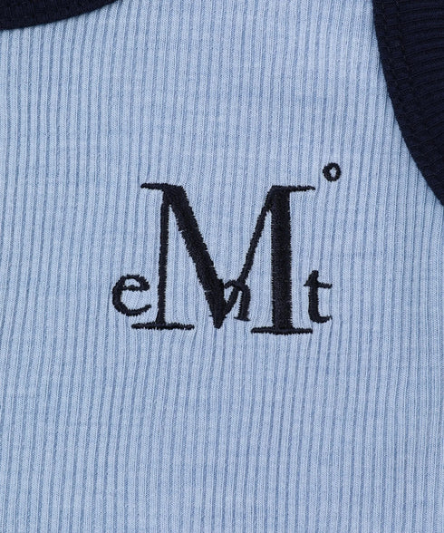 MUCENT(ムセント)/配色 ボタン リブ タンクトップ/COLOR-POP BUTTON CROP SLEEVELESS | AT2252082 | サックスブルー