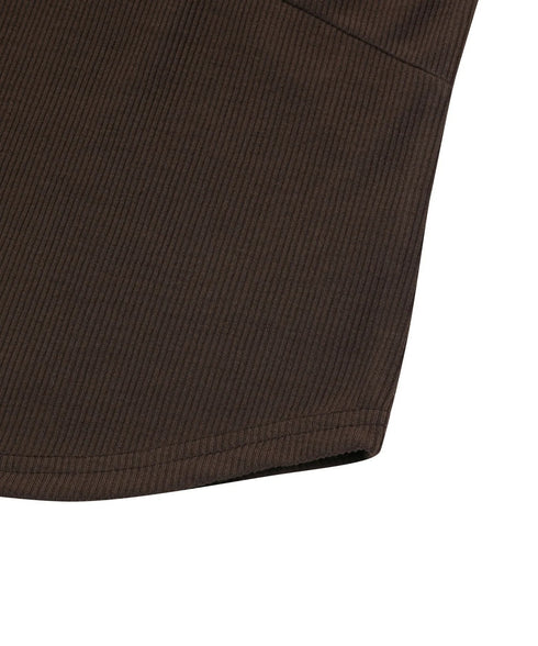 MUCENT(ムセント)/配色 ボタン リブ タンクトップ/COLOR-POP BUTTON CROP SLEEVELESS | AT2252082 | ブラウン